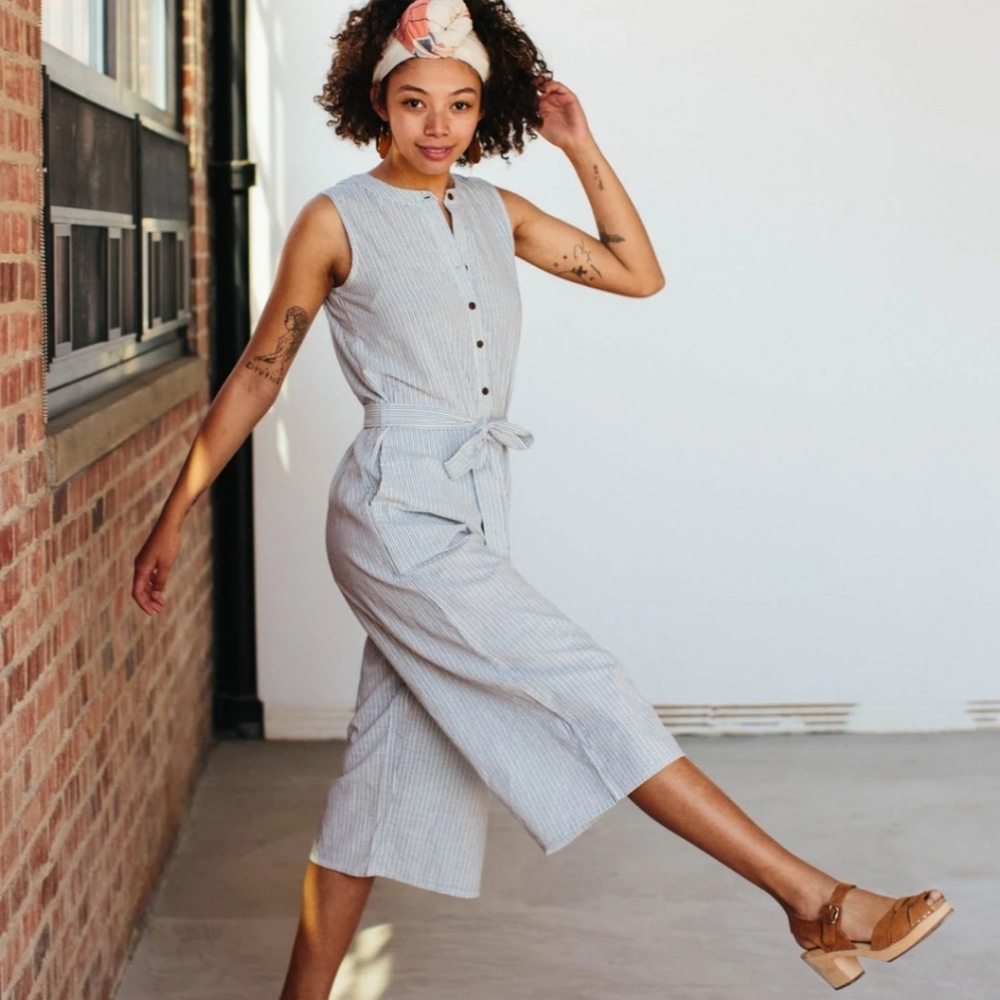 Cotton striped jumpsuit
